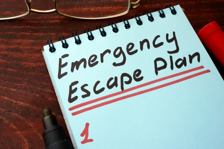 Notepad that says emergency escape plan